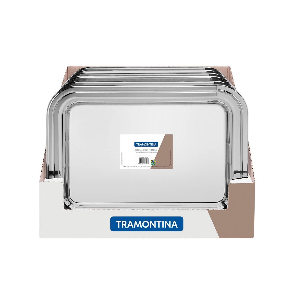 BANDEJA TRAMONTINA RETANGULAR AÇO INOX