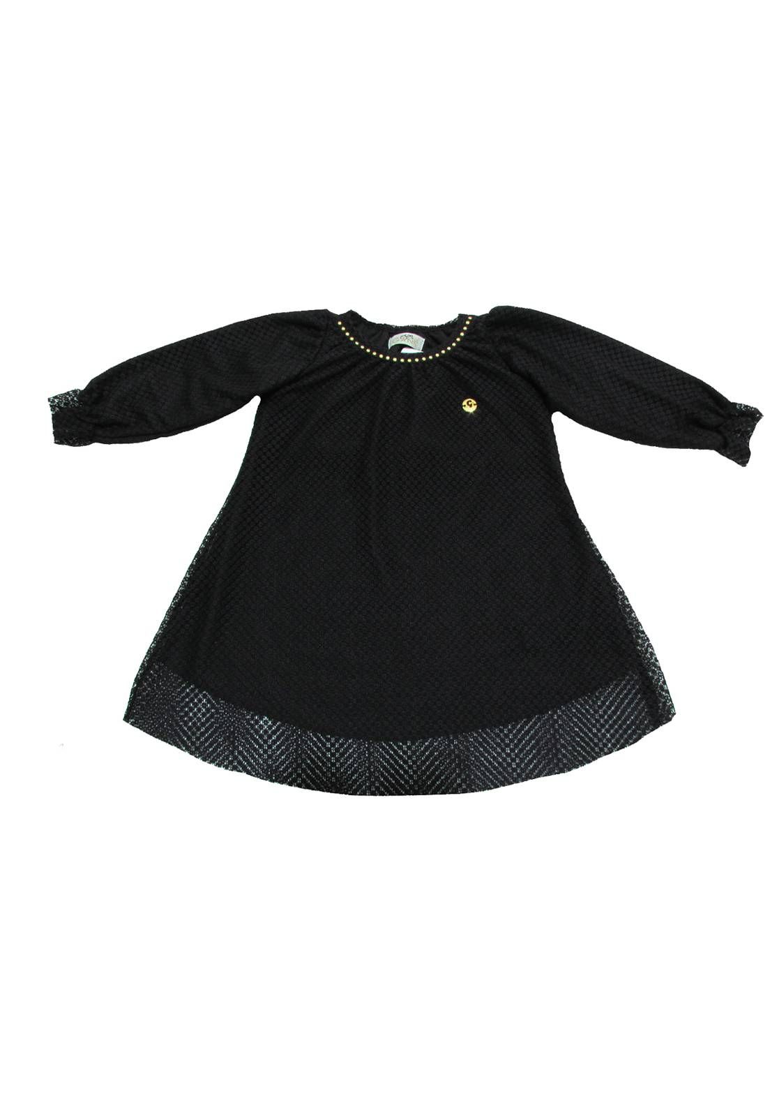 Vestido Infantil GAN-K Tule e Aplicação Na Gola