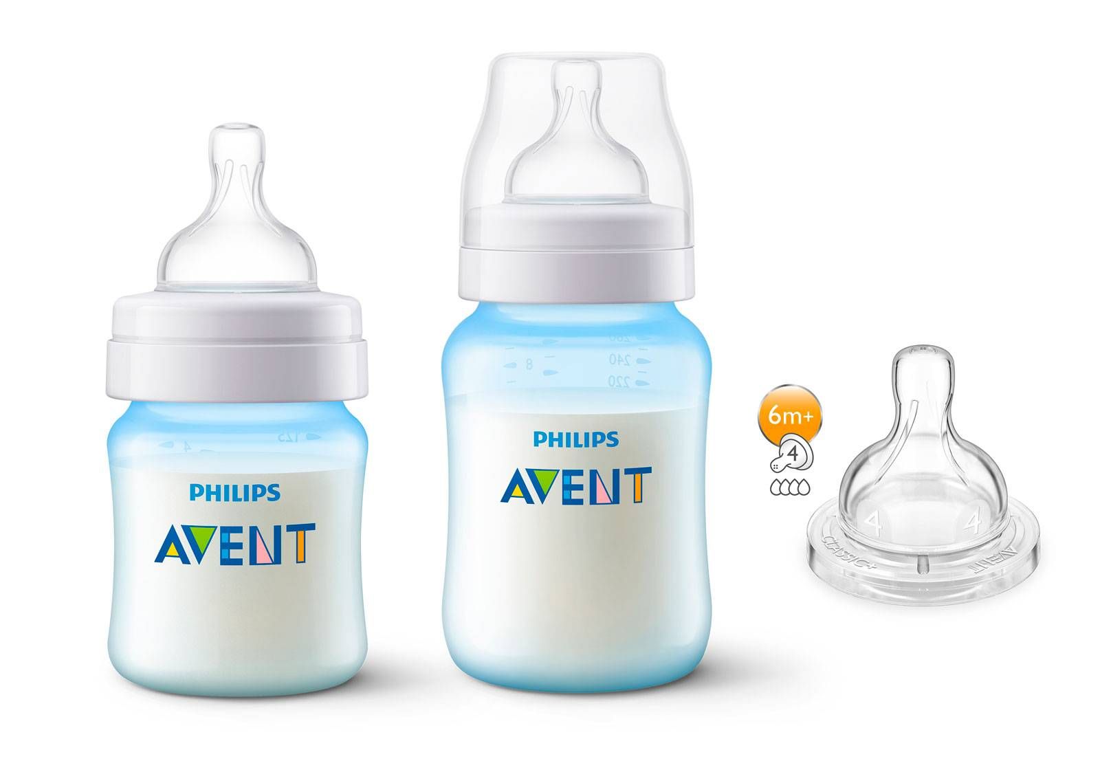 MAMADEIRA AVENT MENINO CLASSICA KIT 2 UN 125/260ml +1 BICO 4