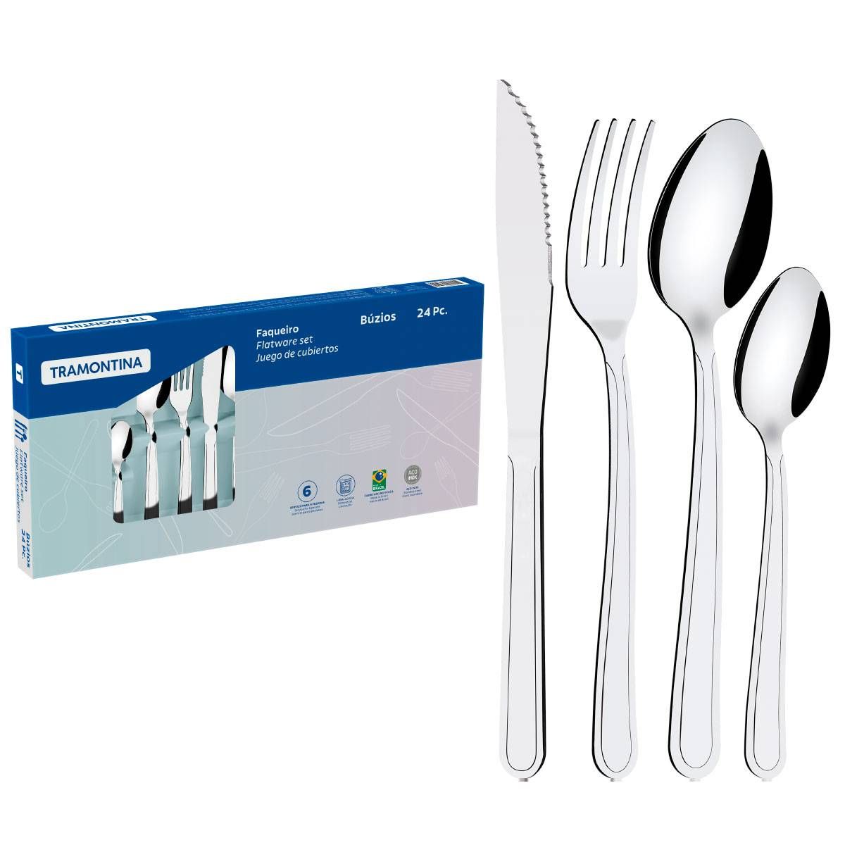 FAQUEIRO INOX 24 PEÇAS BUZIOS TRAMONTINA