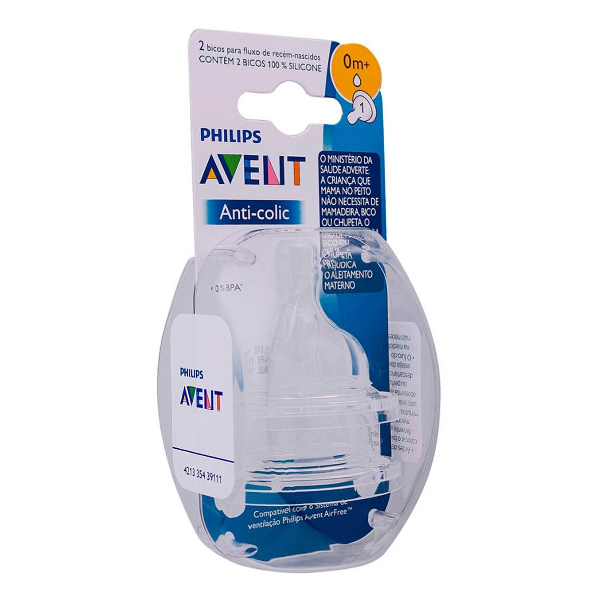 BICO MAMADEIRA AVENT CLASSICA ANTI-COLIC Nº 1 - 0m+ 2 UNID.EM SILICONE 0% BPA-PHILIPS AVENT