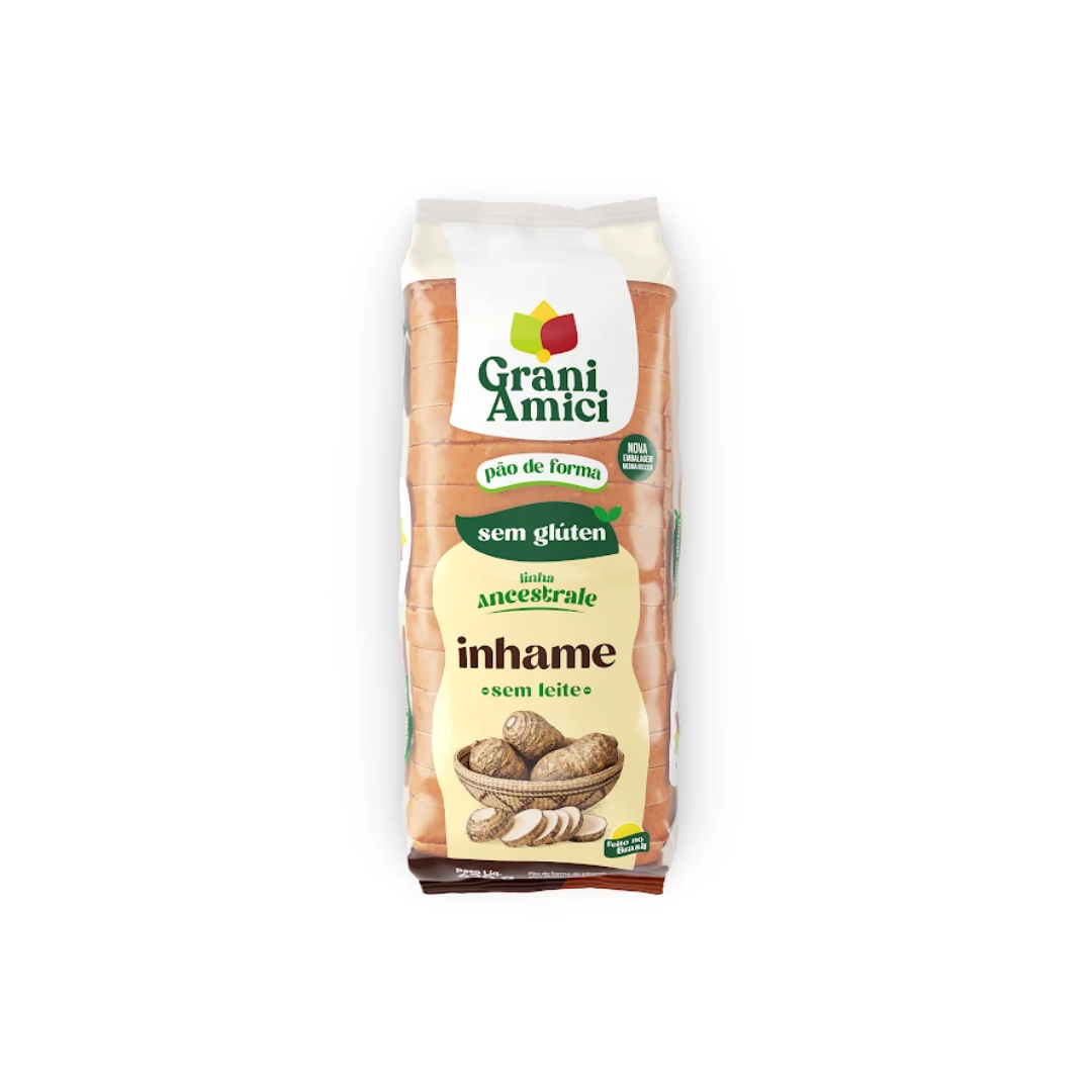 Pão de Forma Inhame Sem Glúten, Sem Lactose, Sem Leite, 420g - Box Personalizável