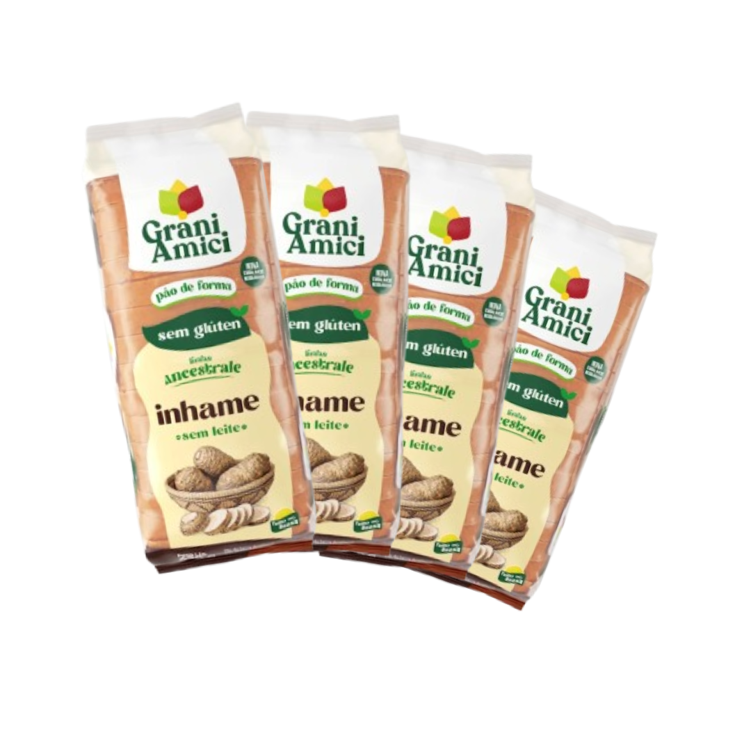 Combo 4 unds. Pães Inhame Sem Glúten, Sem Leite, Sem Lactose - Grani Amici