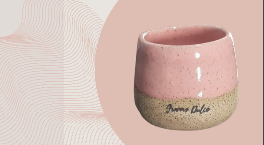 Copo Cerâmica Rústica Rosa