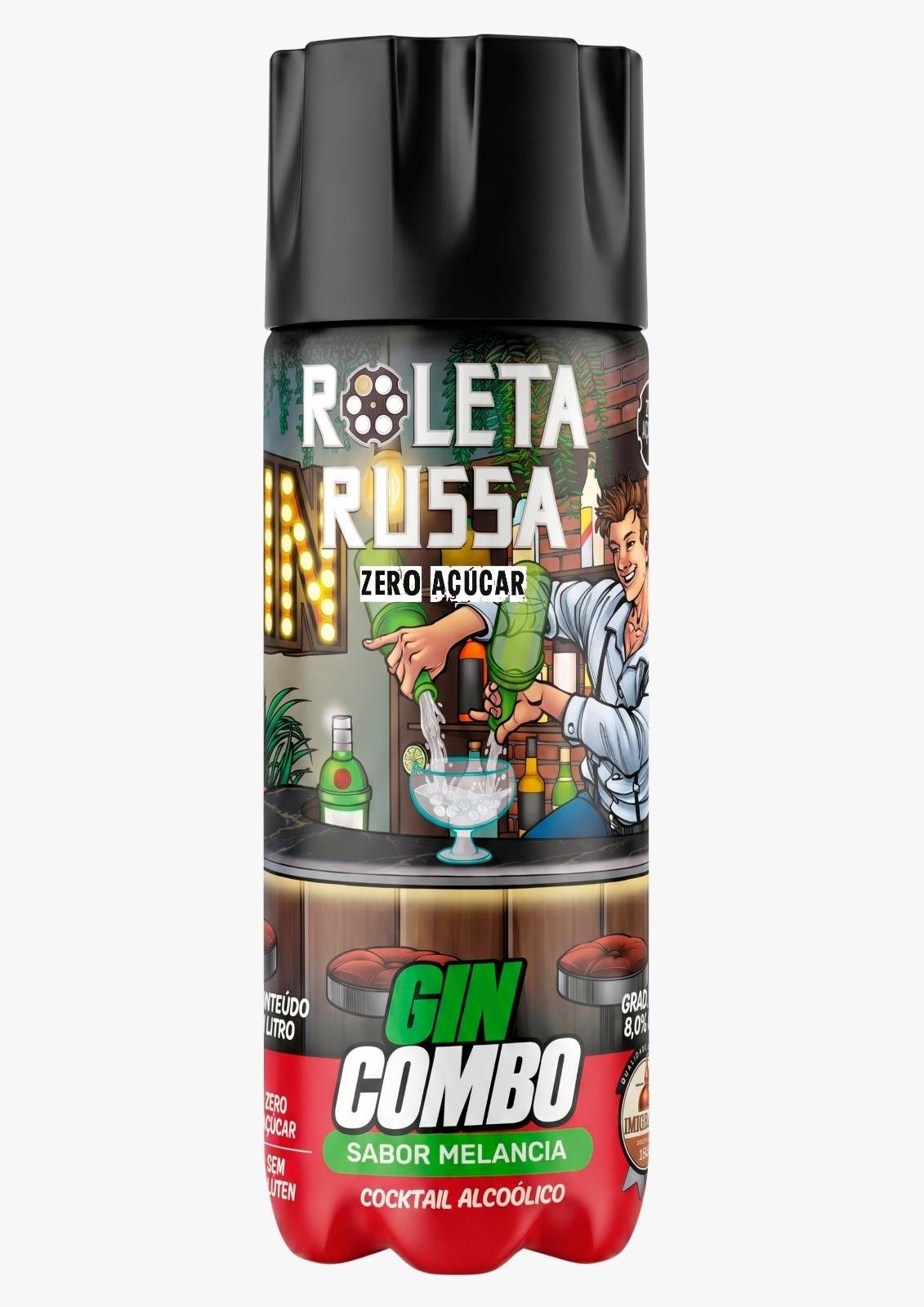 Drink Gin Combo | Sabor Melancia |  Roleta Russa Growler Pet 1 litro