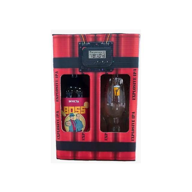 Kit (Montado) Hora da IPA - TNT - Cerveja Invicta Boss 500ml  + Copo Hora da IPA 473ml