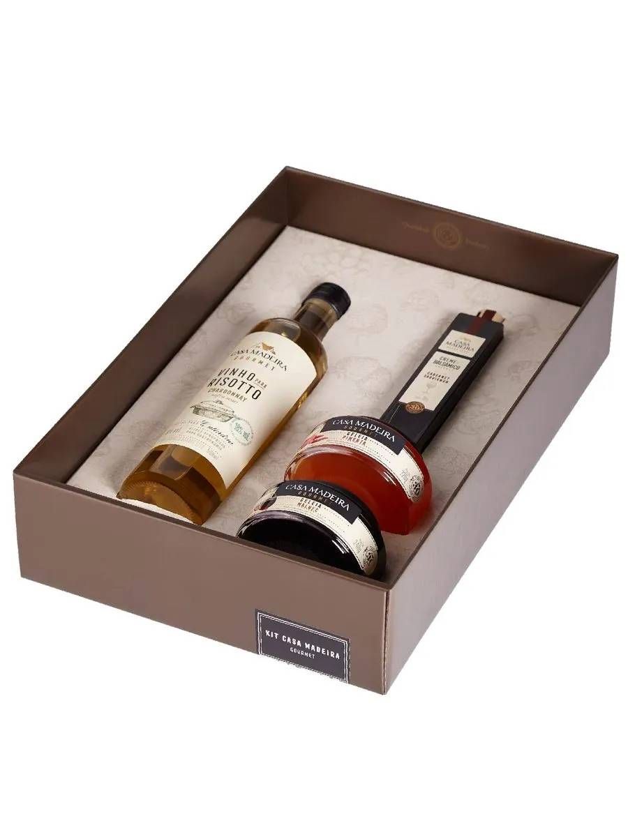 Kit Casa Madeira Gourmet (Vinho p/ risotto / CB. Cab. Sauv. / Gel. Malbec / Gel. Pimenta)