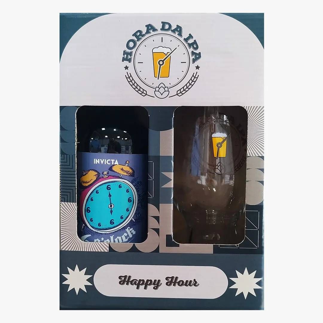 Kit (Montado) Hora da IPA - Relógios - Cerveja Invicta Six O Clock 500ml +  Copo Hora da IPA 473ml