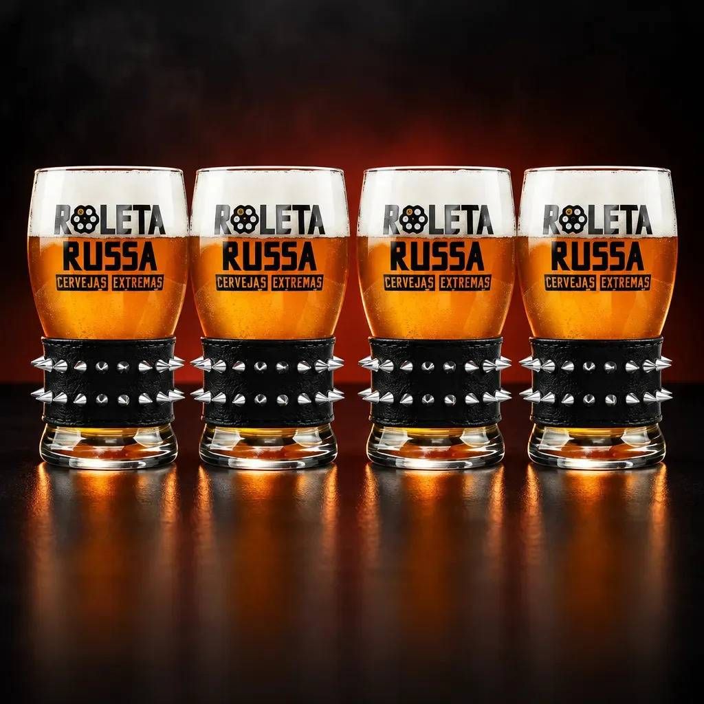 Kit 4 Copos Roleta Russa C/ Pulseira 320ml Cor 4 Copos C/ Pulseira Preta