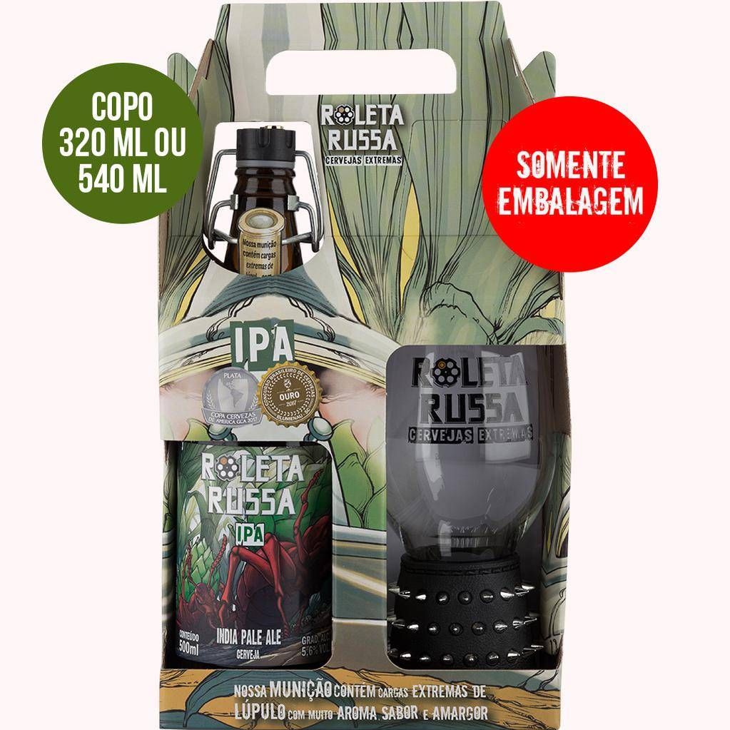 Embalagem para Kit Roleta Russa IPA 500ml + 1 Copo Bracelete (só embalagem)