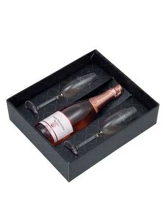 Kit Casa Valduga Espumante Arte Rose com 2 taças