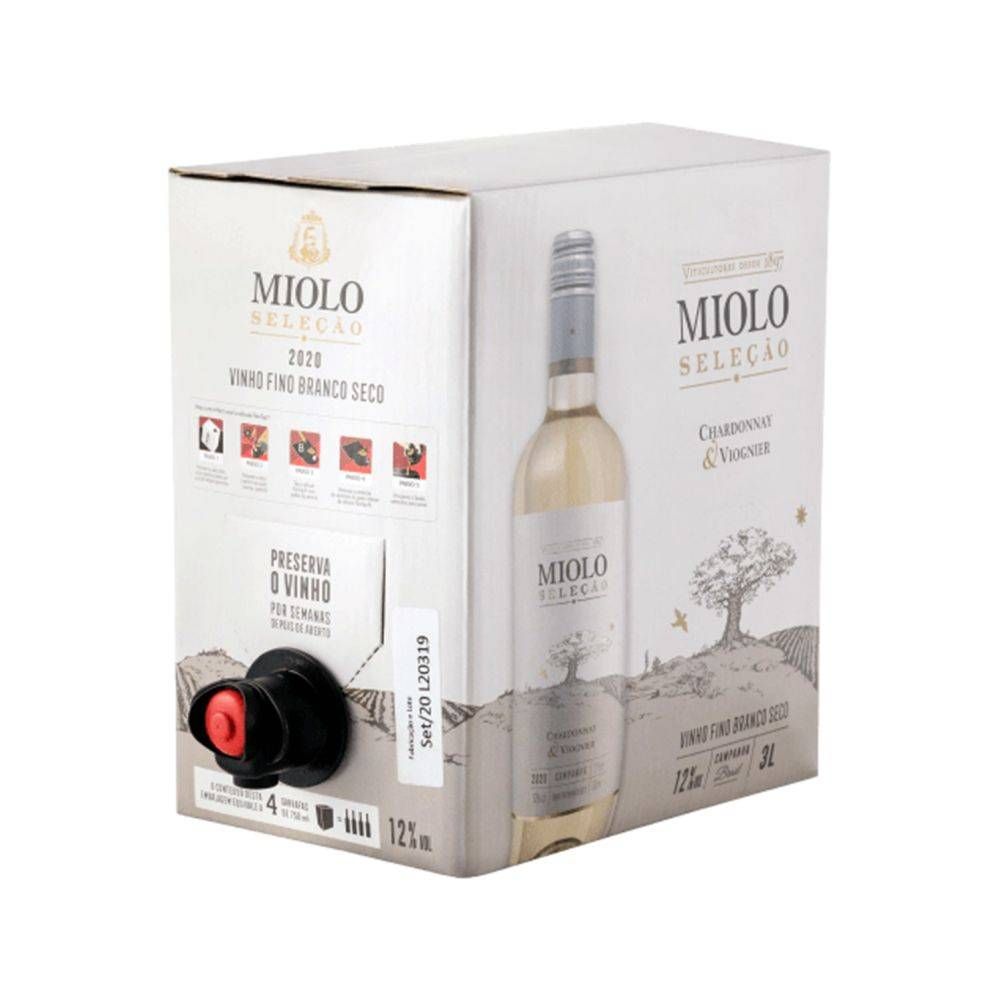 Bag in Box Vinho Miolo Seleção Branco Seco Chardonnay/Viognier 3 Litros