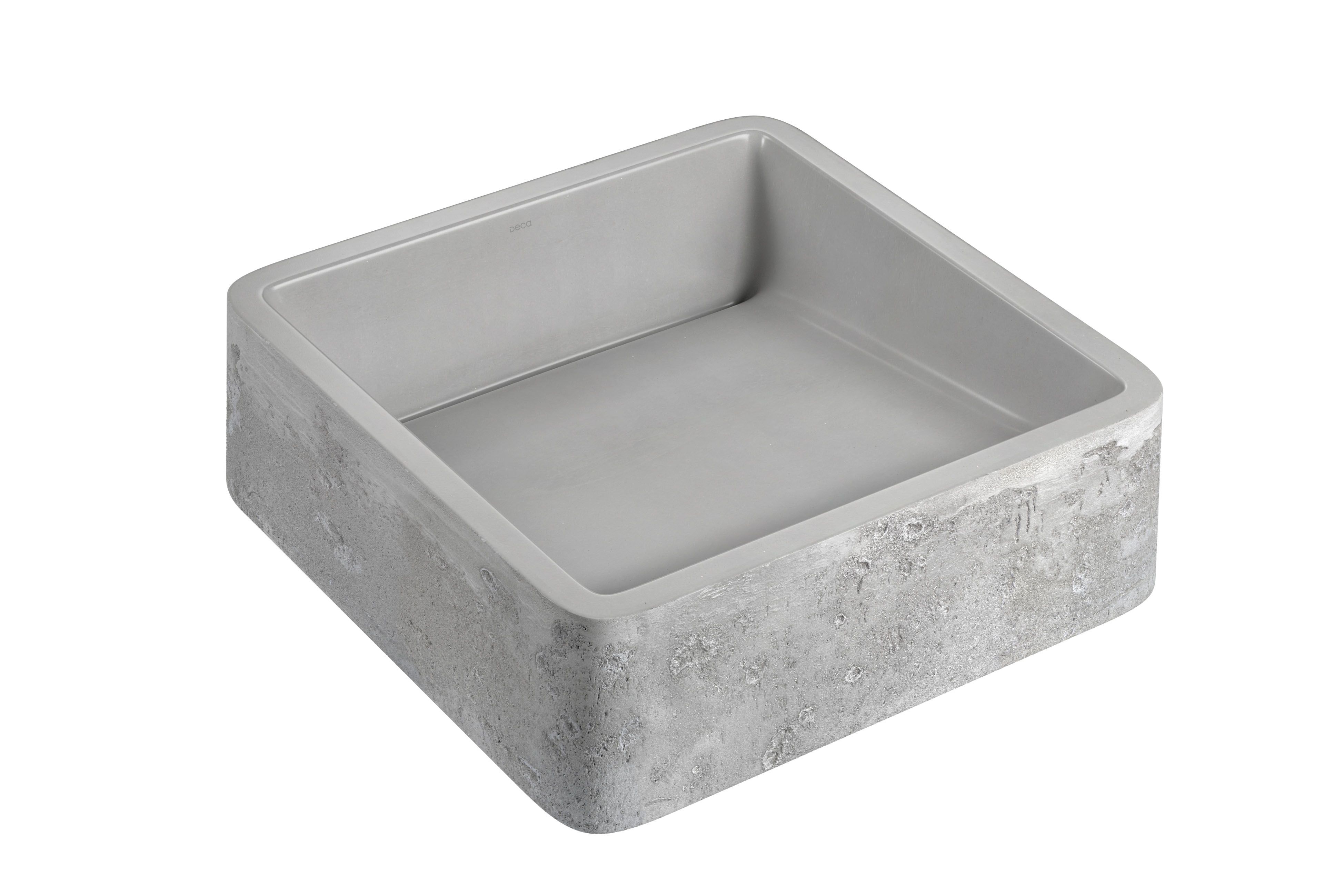 CUBA DE APOIO QUADRADA ETRUSCO CIMENTICIA 40CM - CHUMBO