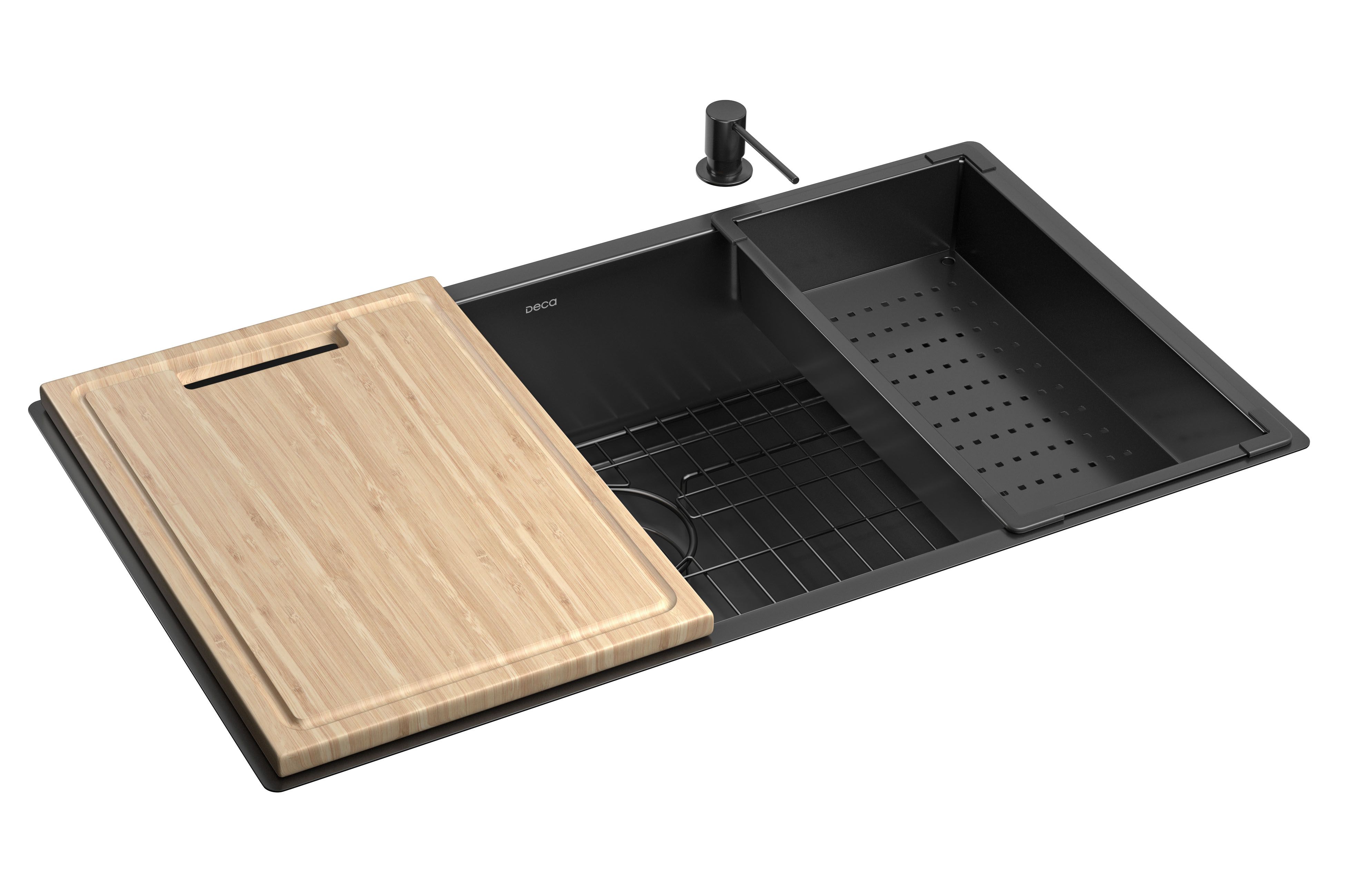 CUBA DE COZINHA RETANGULAR 75X40 COM ACESSÓRIOS SUPREMA - BLACK MATTE