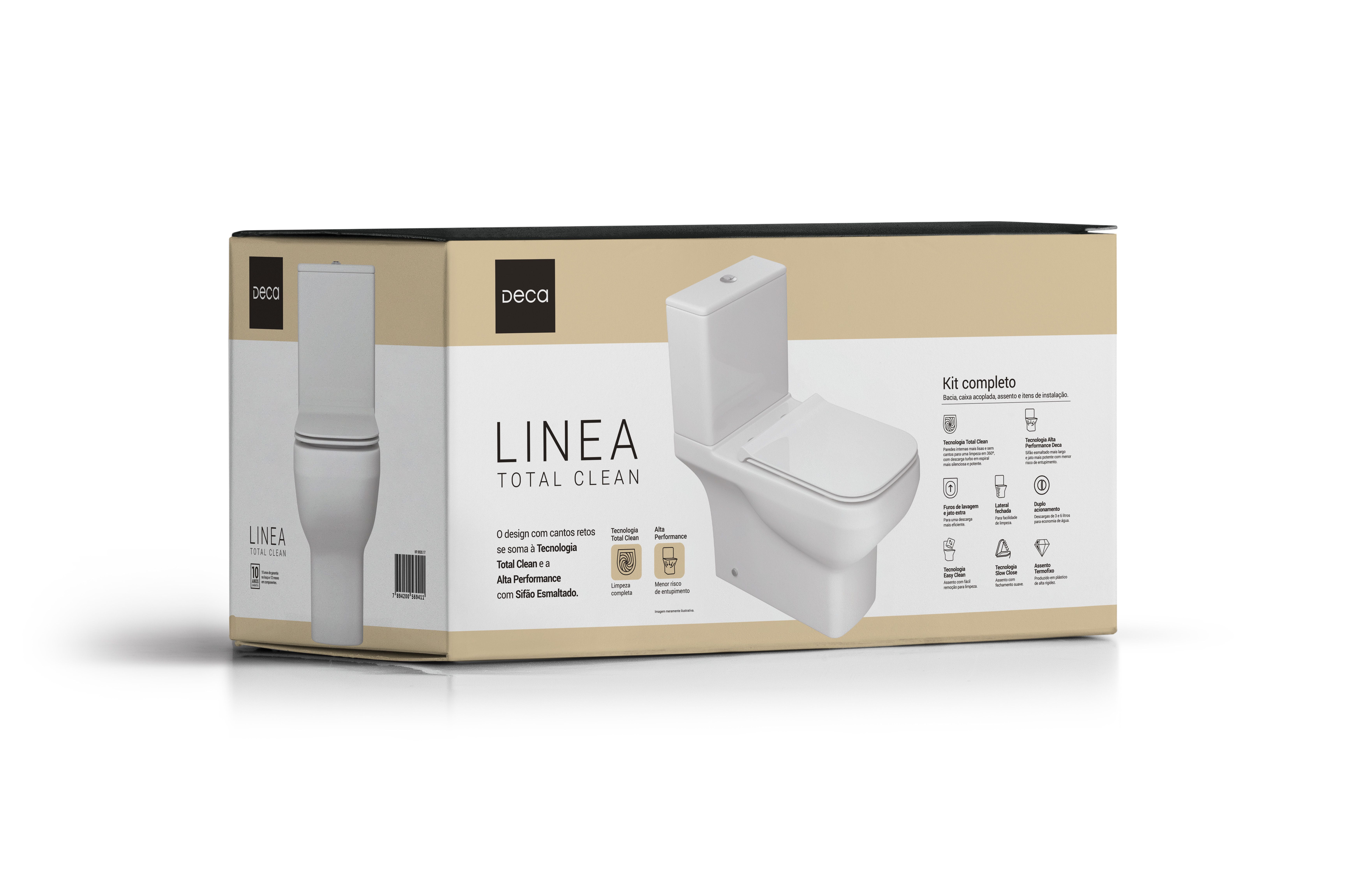 KIT BACIA COM CAIXA LINEA TOTAL CLEAN - BRANCO