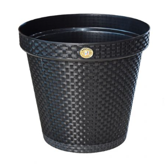 VASO REDONDO RATTAN 20L PRETO C PRATO ARQPLAST