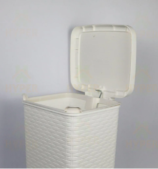 LIXEIRA RATTAN 16L C TAMPA PEDAL E SUPORTE P SACO DE LIXO LIG BRINK BRANCO