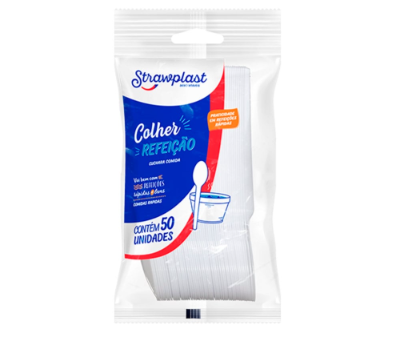 COLHER REFEICAO BRANCA C 50 STRAWPLAST