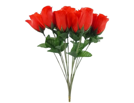 H8 BOTAO DE ROSA CORES SORTIDAS X1 33CM C 12 UNIDADES