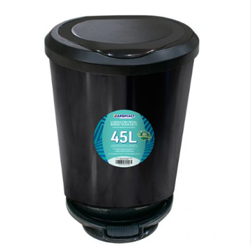 LIXEIRA COM PEDAL 45L PRETA ARQPLAST