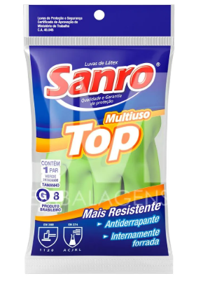 LUVA LATEX SANRO TOP VERDE PEQ