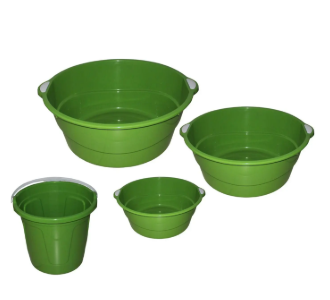 KIT BACIA PLASTICA 4PC 15 25 35 C BALDE 10LT AJA