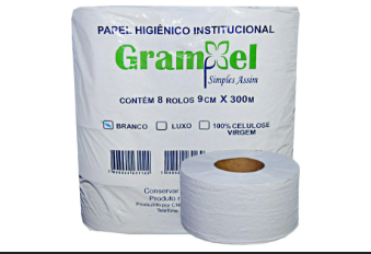 P HIGIENICO GRAMPEL BRANCO 8X9X300M FOLHA SIMPLES
