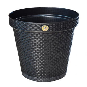 VASO REDONDO RATTAN 20L PRETO C PRATO