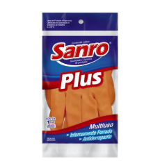 LUVA LATEX SANRO PLUS GDE LARANJA