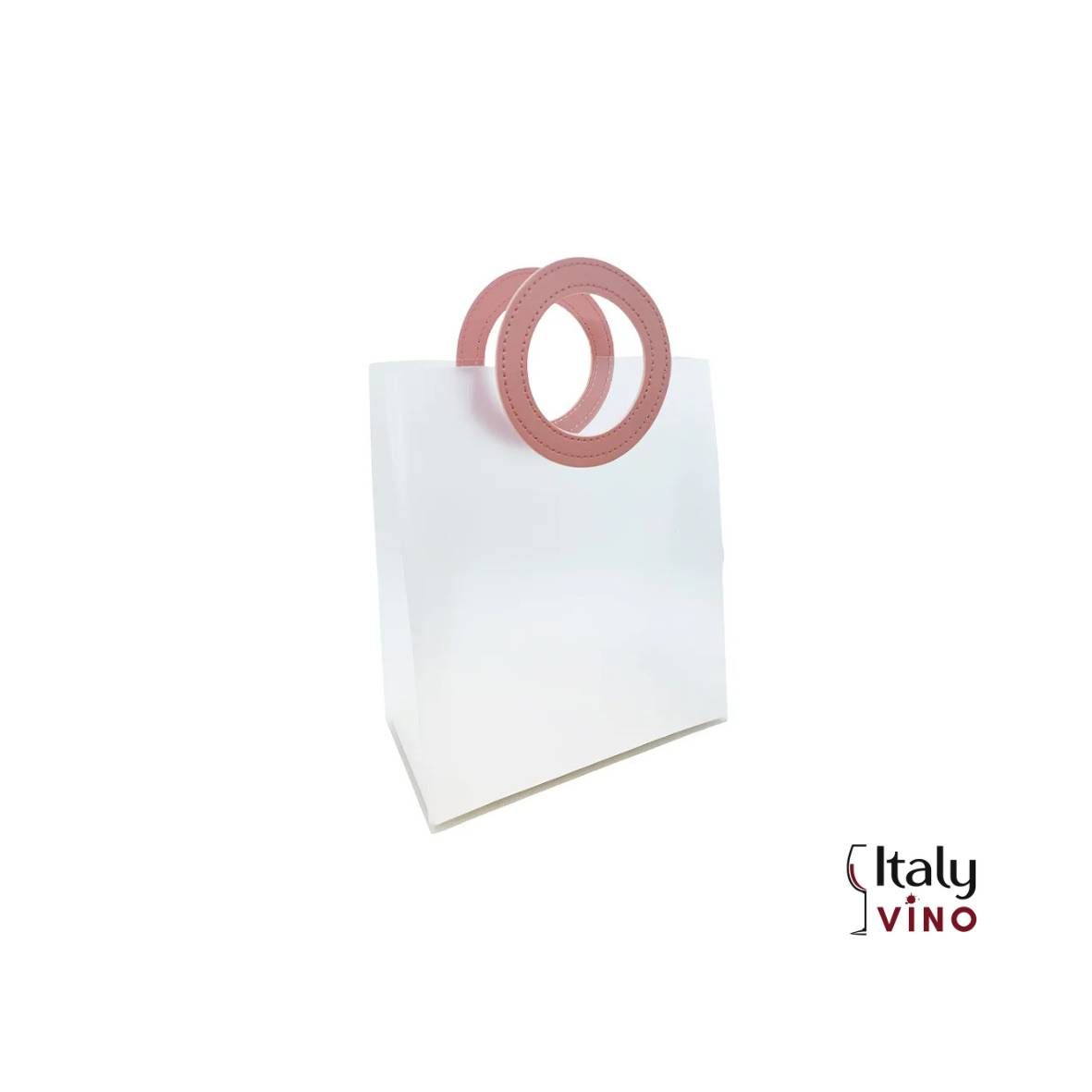 SACOLA TRANSPARENTE COM ALÇA DE COURO ROSA