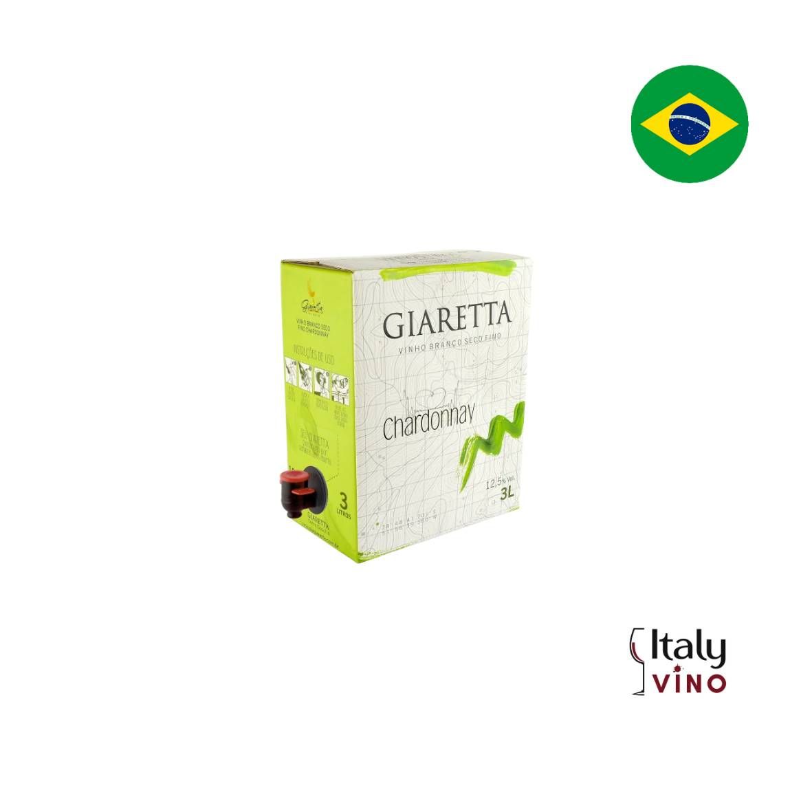 BAG IN BOX GIARETTA VINHO BRANCO SECO FINO CHARDONNAY 3L