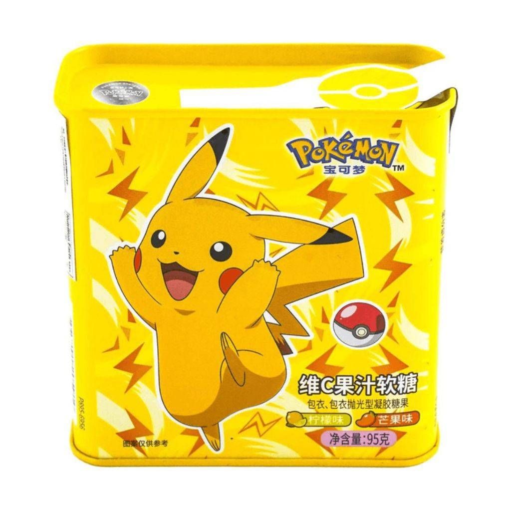 BALA LATA PIKACHU E RAICHU LIMÃO E MANGA 95G