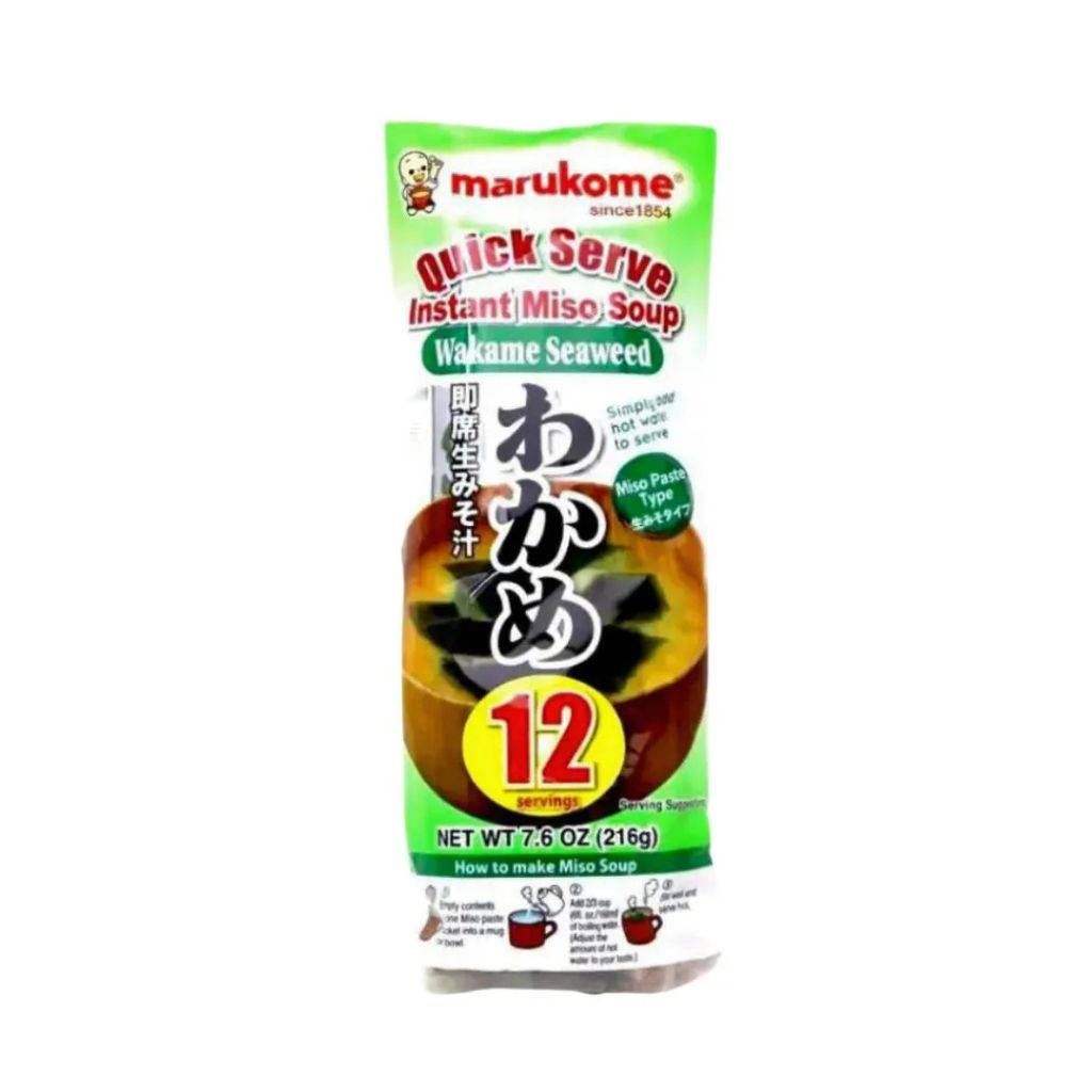 MISSOSHIRU INSTANTANEO COM ALGA MARINHA WAKAME 216G (12 SACHES X 18G) - MARUKOME