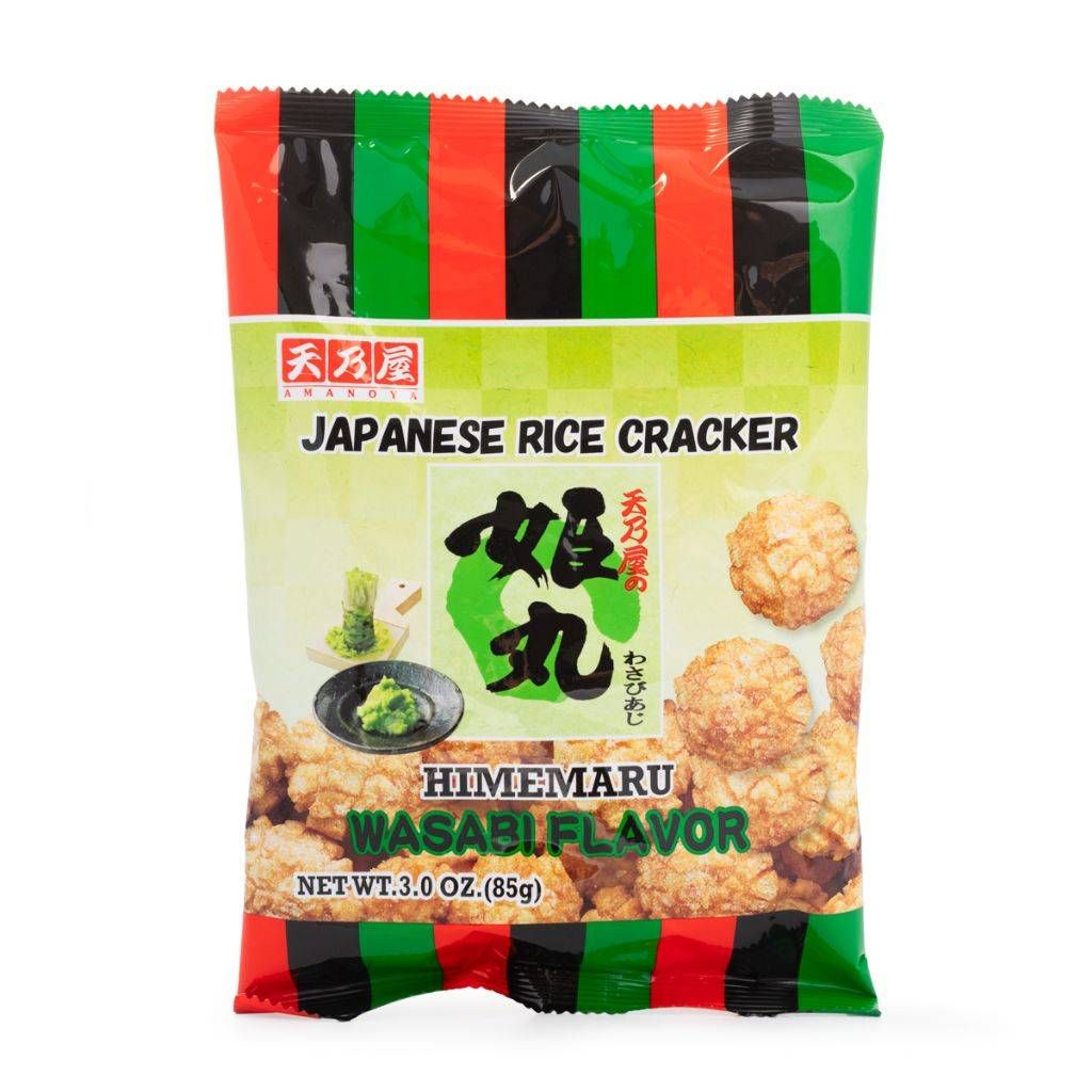 SALGADINHO DE ARROZ HIMEMARU SABOR WASABI 85G - AMONOYA