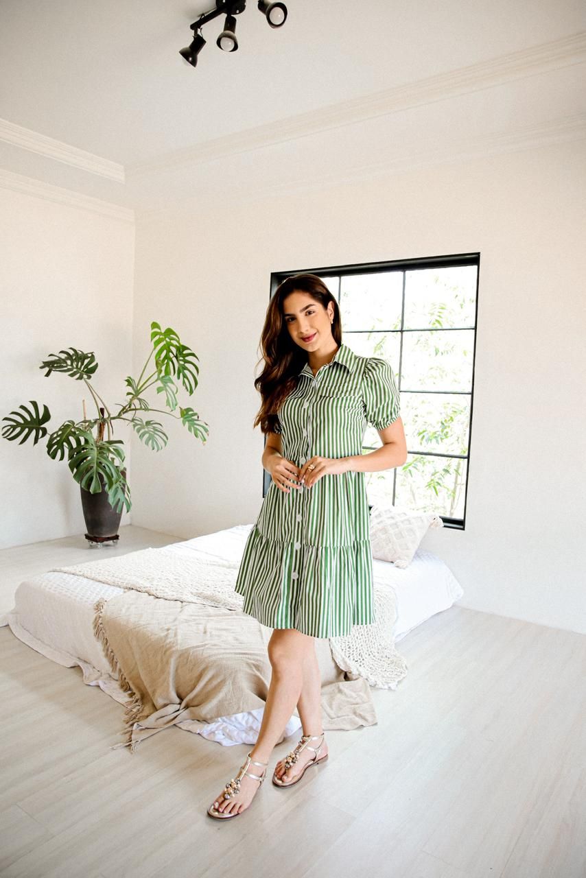Vestido Sophia Verde Listrado