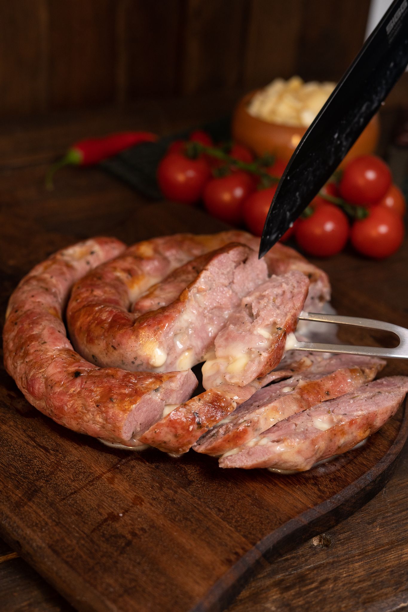 Linguiça Suina com Queijo Defumado