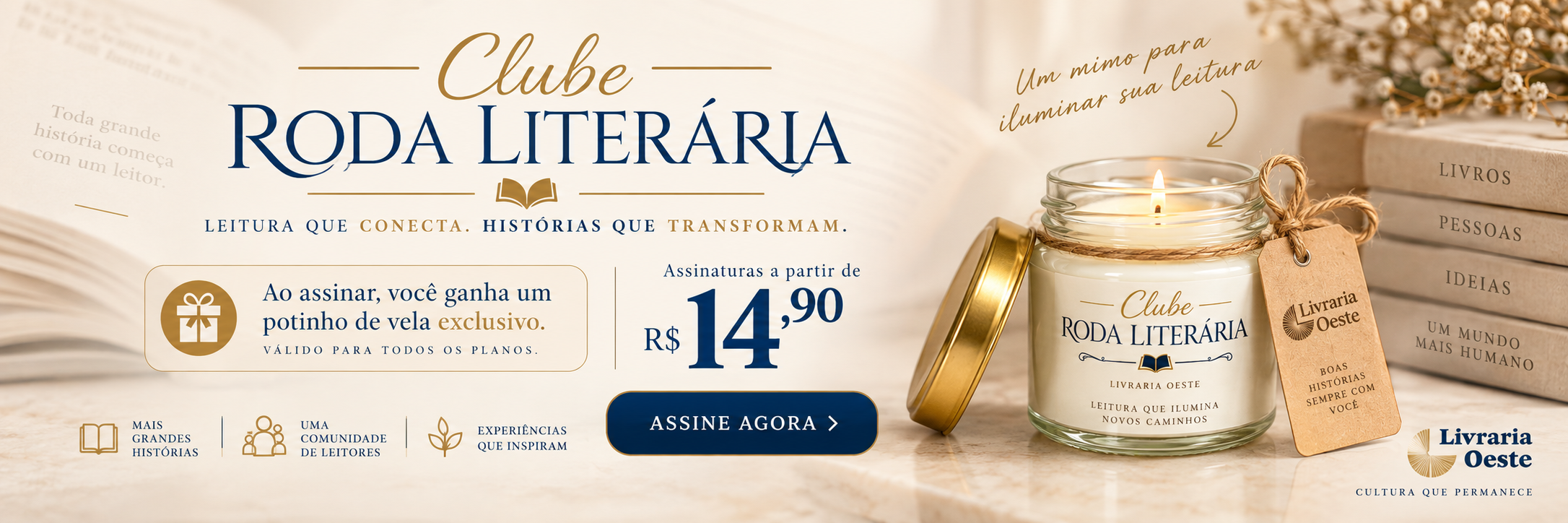 Clube Roda Literária - Assine e ganhe uma vela exclusiva
