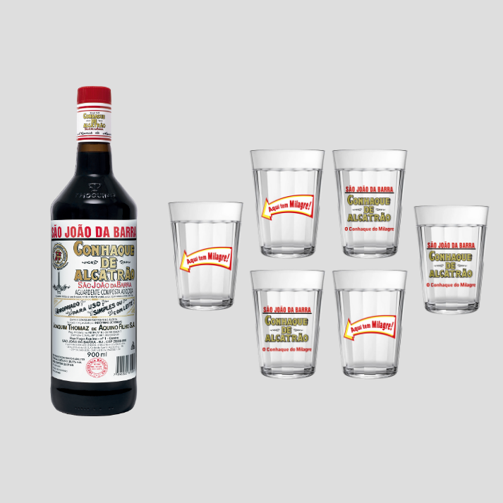 Kit 6 copos Americano Conhaque do Milagre + 1 garrafa Conhaque do Milagre