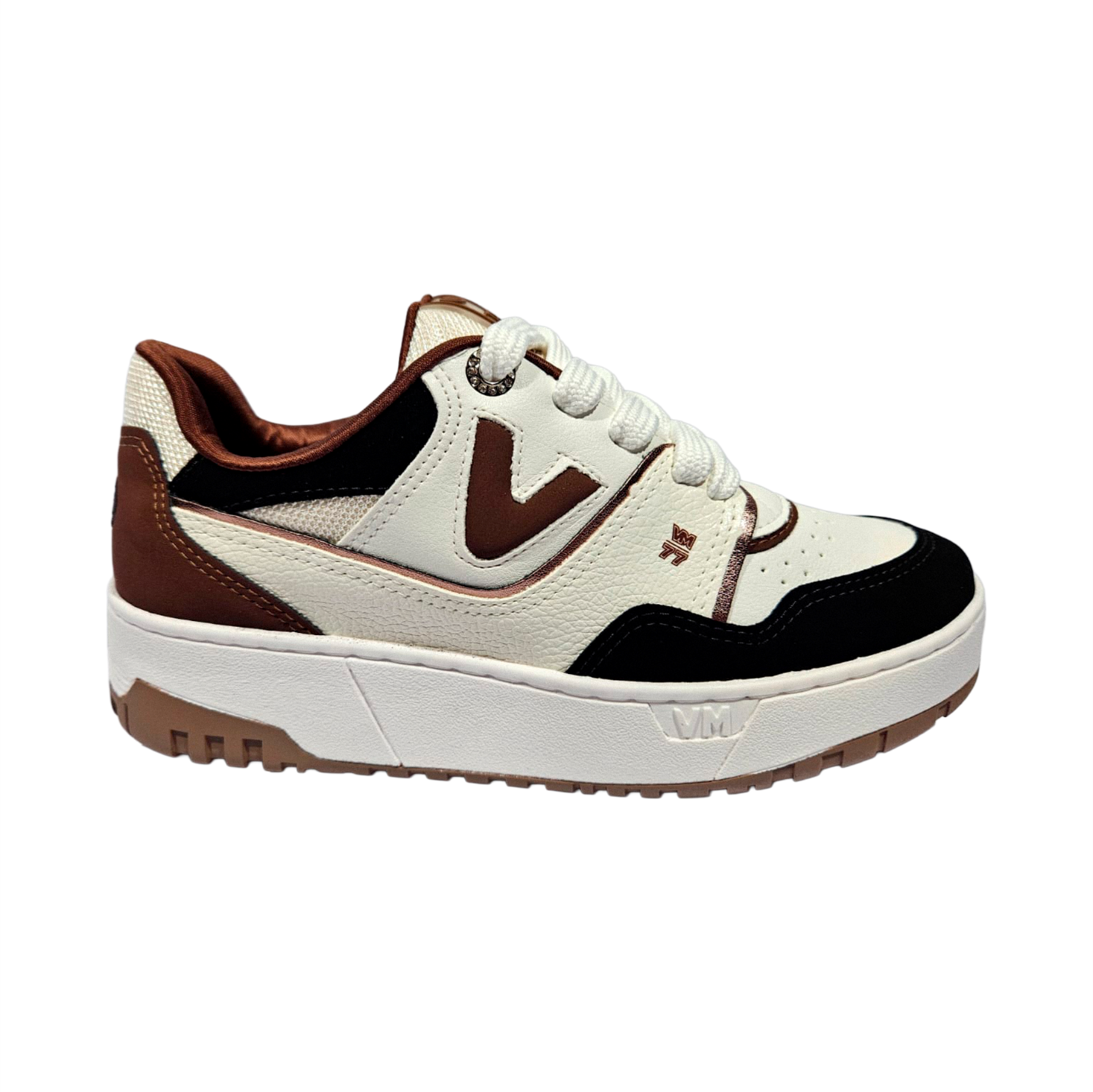 Tênis Casual Via Marte Branco/Café/Preto - 042-031-19