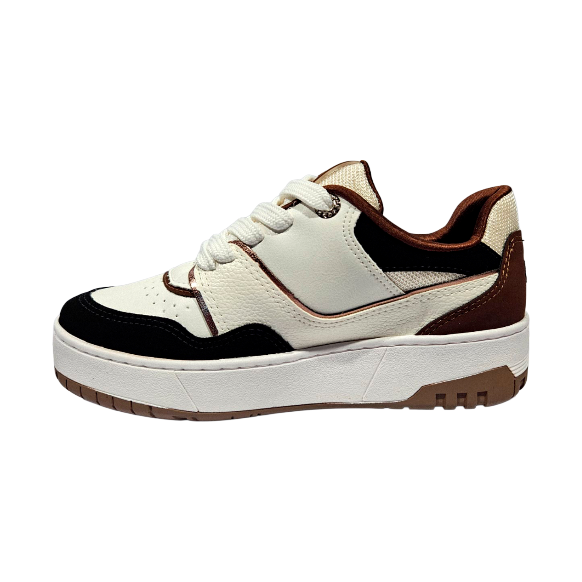 Tênis Casual Via Marte Branco/Café/Preto - 042-031-19