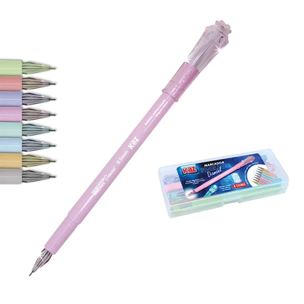 Caneta Hidrog. Fineliner Diamond 8 cores pastel