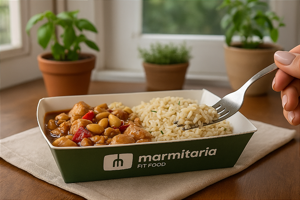 Frango Xadrez com Arroz Integral