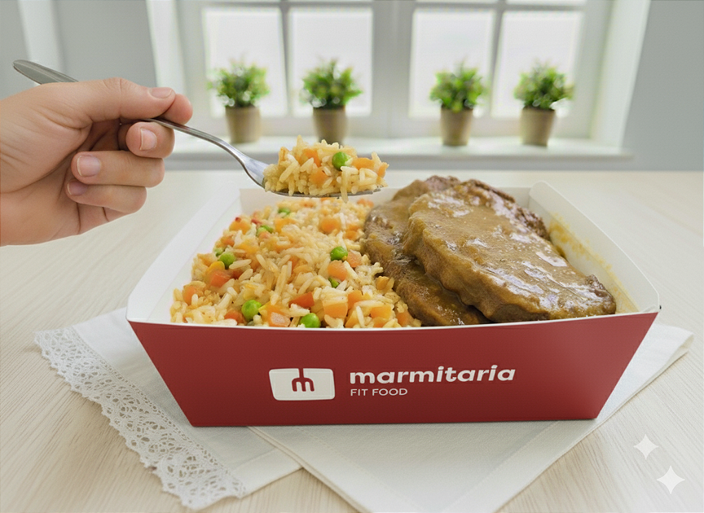 Lagarto ao Molho Madeira com Arroz a Grega