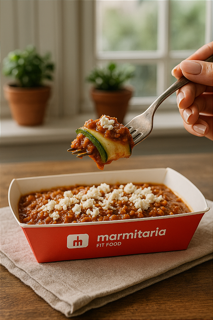 Lasanha de Abobrinha com molho a Bolonhesa