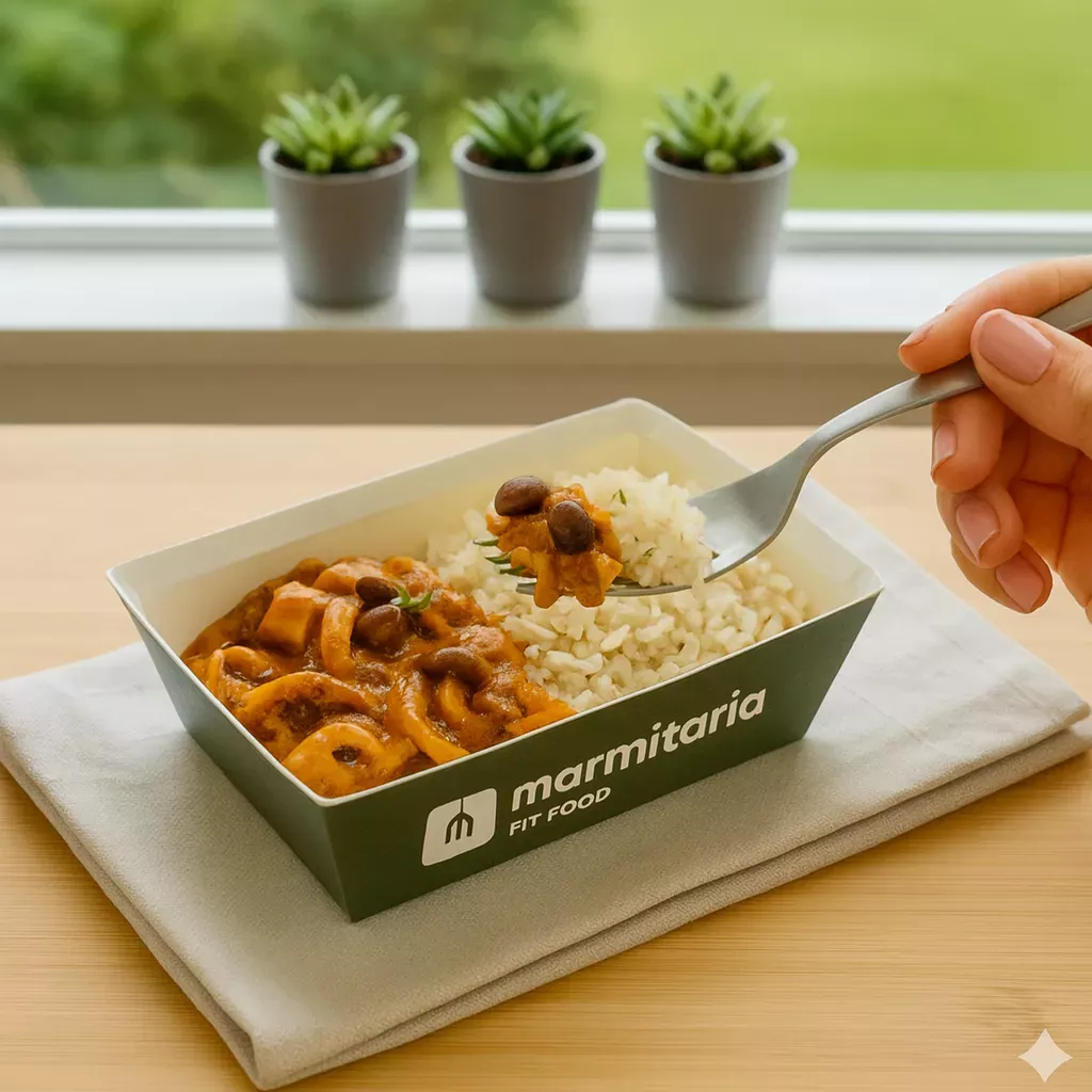 Strogonoff de Pupunha com Shimeji e Arroz Branco