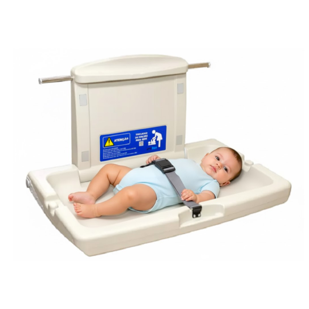 Fraldario Trocador de Fraldas Banheiro Publico Polietileno Cinza Aviso em Português Proflux 51.310