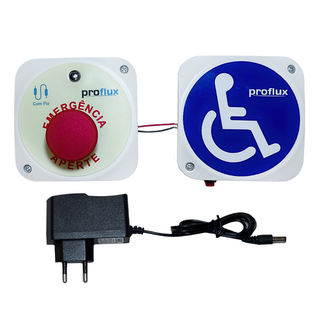 Alarme Banheiro PNE PCD NBR9050 Audiovisual com Borne para Fio Proflux 69.143