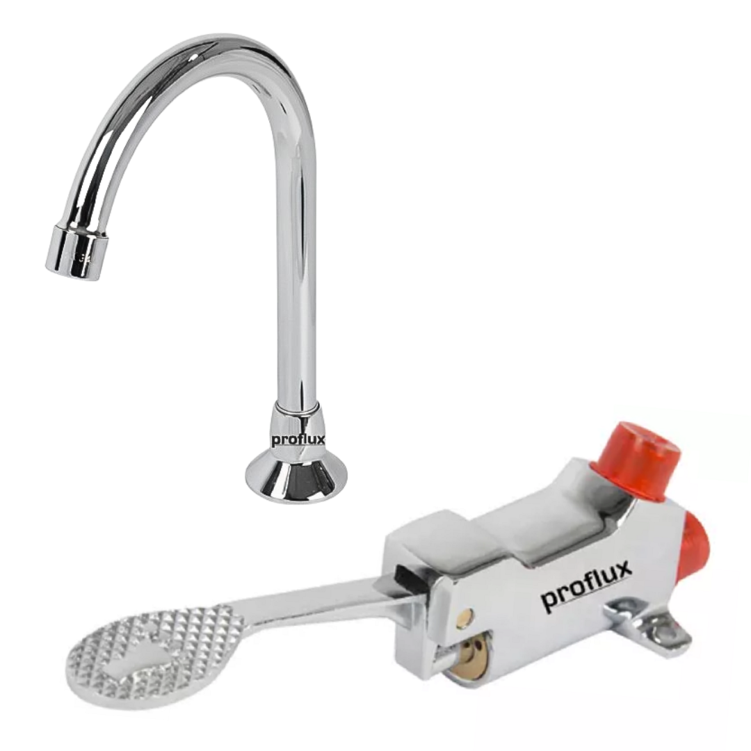 Torneira Com Pedal Antiderrapante Inox 304 P/ Produção Proflux 51.463