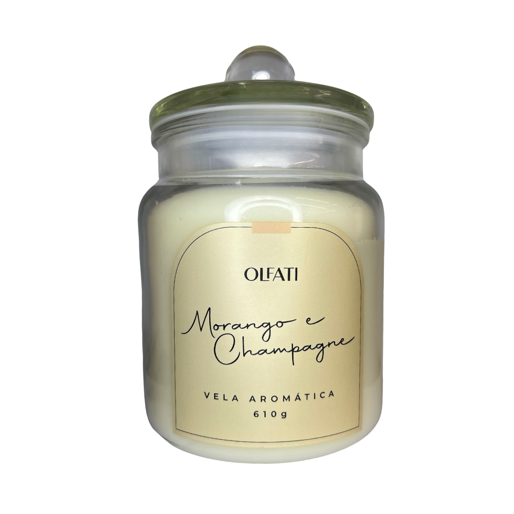 Olfati Candle - Vela Aromática 610g - Morango e Champagne