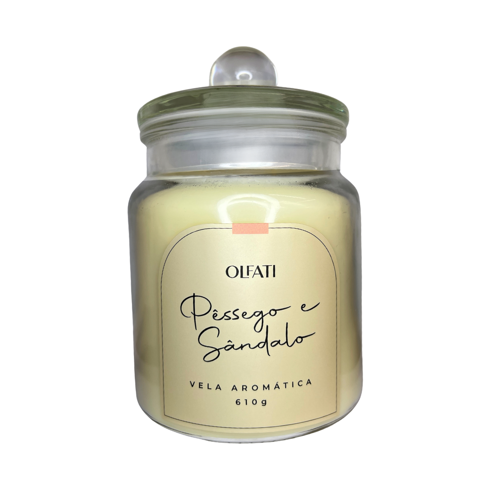 Olfati Candle - Vela Aromática 610g - Pêssego e Sândalo
